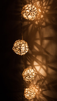 Yellow light chain ball rattan four