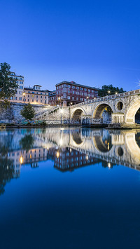 Reflection of bridge in water