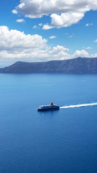 Ferry Boat in Blue Aegean Sea