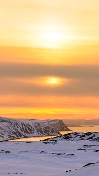 Landscape sea north cold north Norway sunset