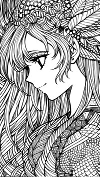 Black and white anime beauty illustration