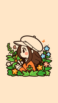 Cute cartoon girls laughing heartily