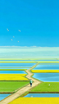 清新风景插画壁纸-锐景创意