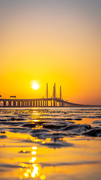 Reflection of the warm sunrise