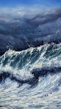 Oil painting of the ocean