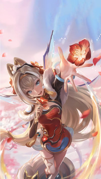双狐踏春红韵流芳