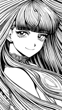 Black and white anime beauty illustration