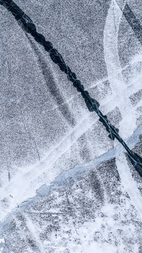Aerial Photography of the Snowy Plain of Lake Baikal