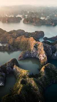 Aerial view of karst at sea