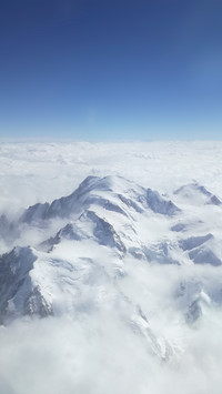 Overlooking the snow-capped mountains