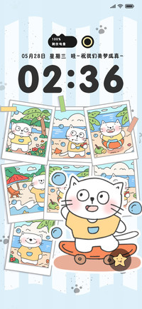 夏日海滩 可爱小猫