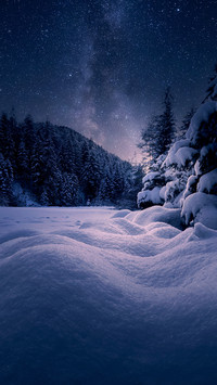 A landscape covered in white snow