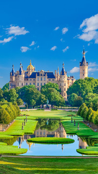castle of Schwerin behind the castle park in Germany