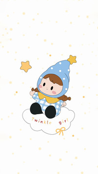 小女孩治愈插画壁纸-锐景创意