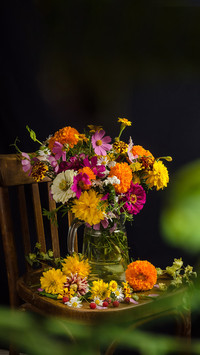 Gorgeous still life with a multi-colored garden bouquet