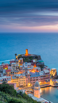 Vernazza Village in Ocean Rugged Coast Harbour