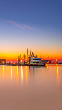 Port of Rhodes island in Greece at sunrise