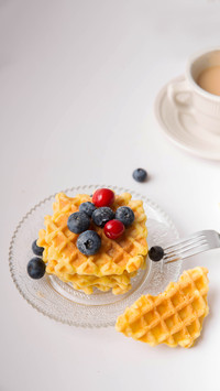 Breakfast is delicious waffles