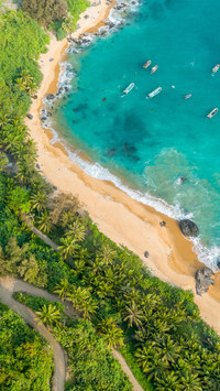 Aerial view of wanning beach in turquoise color