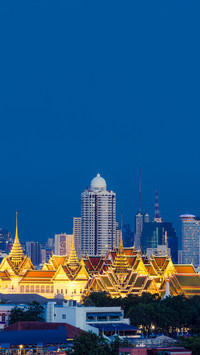 Grand palace and bangkok city in background