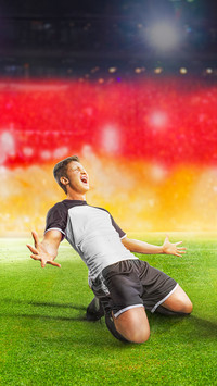 Textured soccer game field with neon fog