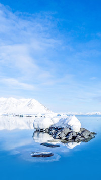 Arctic landscape - ice, sea, mountains, glaciers