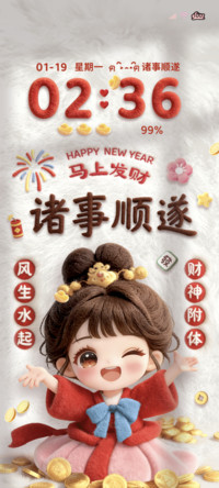 毛绒 发财好运女孩
