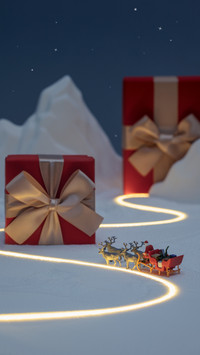 Merry Christmas Vibe, Gift Box Adorned with Silver Sleigh an