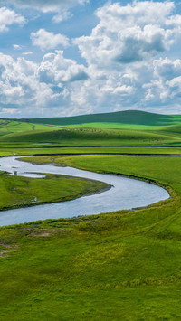 Aerial View of Grassland Rivers