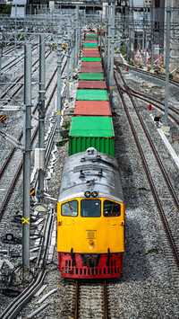 freight train on an overpass