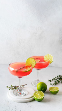 Grapefruit and lime drink and cocktail with thyme