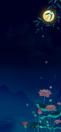 夜色荷塘