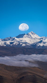 Mount everest and the moon