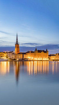 Beautiful old buildings reflect in Stockholm's water