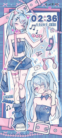 贴纸风千禧少女