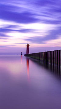 Lighthouse Sunrise Lake Michigan