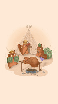 A beaver playing Native American Indian