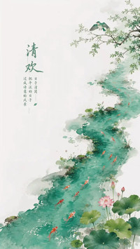 古风绿色壁纸-锐景创意