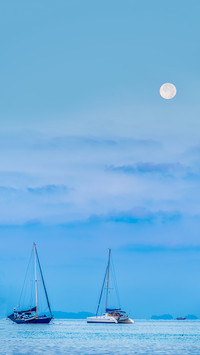 Sailing boat in the sea scene