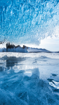 Between the ice cracks