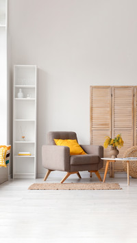 Interior of modern living room with armchair