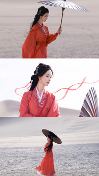陈都灵一袭汉服赴黄沙