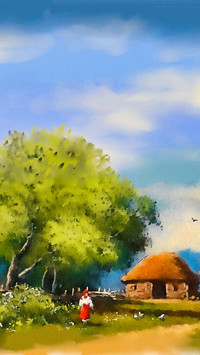 Countryside oil painting