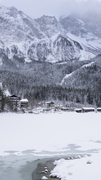 Winter snow scene of the Zugspitze in Germany