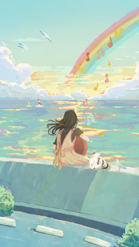 The girl playing guitar in summer
