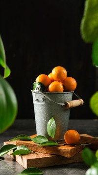 Oranges Fruit in the Bucket for Vintage Style