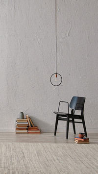 Decorative grey room concept with carpet chair