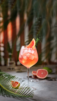 Cocktail With Ice Decorated with A Slice of Orange