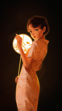 Beautiful Woman Holding A Fan