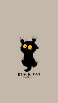 可爱手绘小黑猫